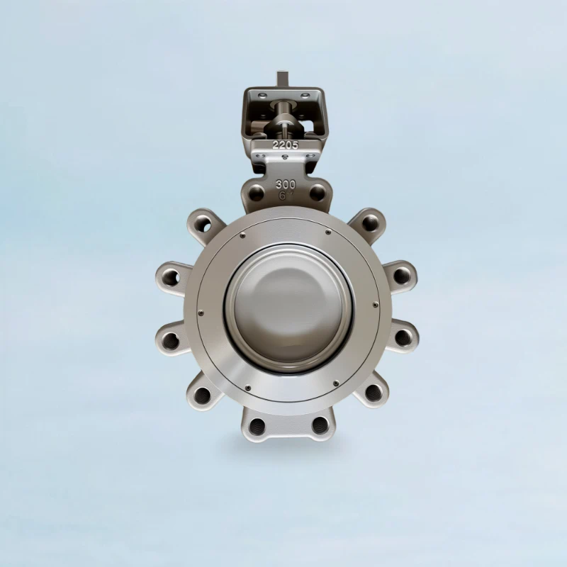 A pneumatic butterfly valve with actuator.