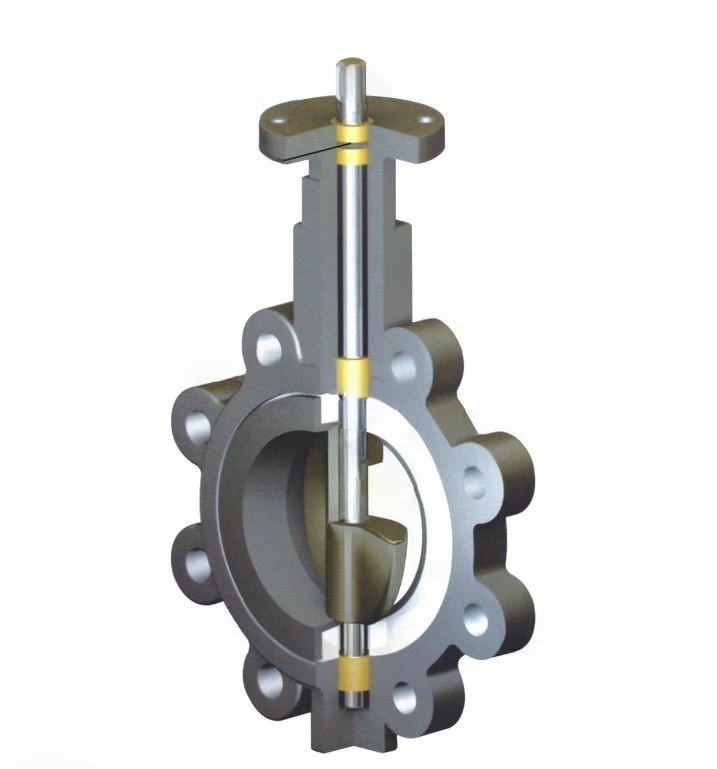 Cutaway diagram of a lug-style butterfly valve showing its internal components.